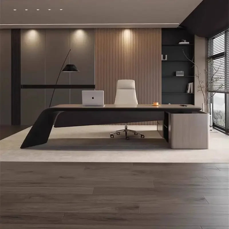 Designer Storage Office Desk Executive Modern Wooden L Shaped Office Desk Organizer Height Large Mesa Escritorio Furniture