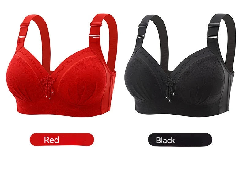 New Lace Printed Oversized Pregnant Women's Breastfeeding Underwear Comfortable Without Steel Ring Gathering Anti Sagging Bra