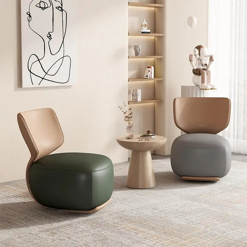 Log Light Luxury First Class Cabin Lounge Sofa Chair Nordic Living Room  Fabric Low Stool Balcony Leisure Armchair 2023 New