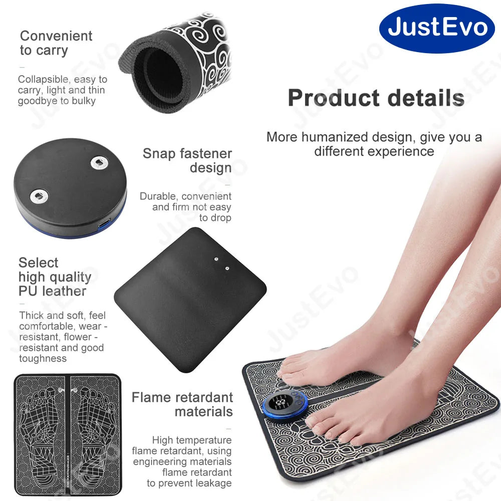 JuatEvo Foot Massage Mat, Foot Massager, PP Plastic, PU Cushion, Soft & Skin-Friendly, Lightweight Design, Dark Tone.TJ-P1
