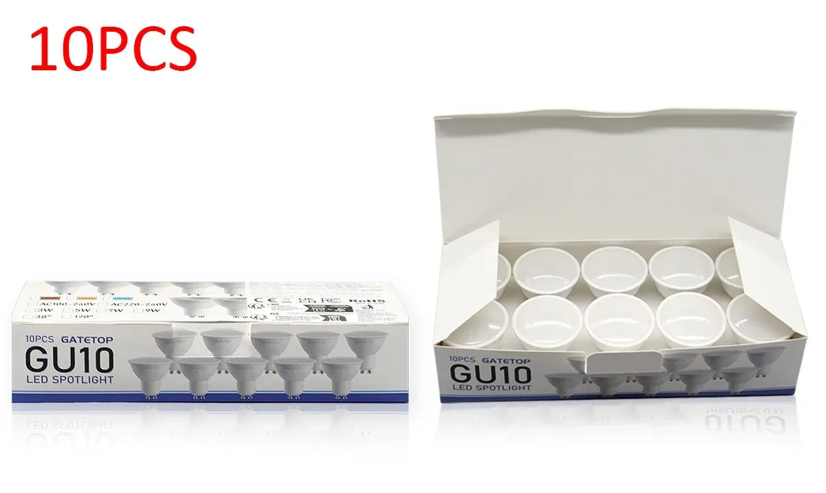 10 Pack Focos Gu10 SpotlightLampara 220V Lled Bulb  Wholesale 9W White Warm 3000k 6000K suitable for Home Commercial Buildings