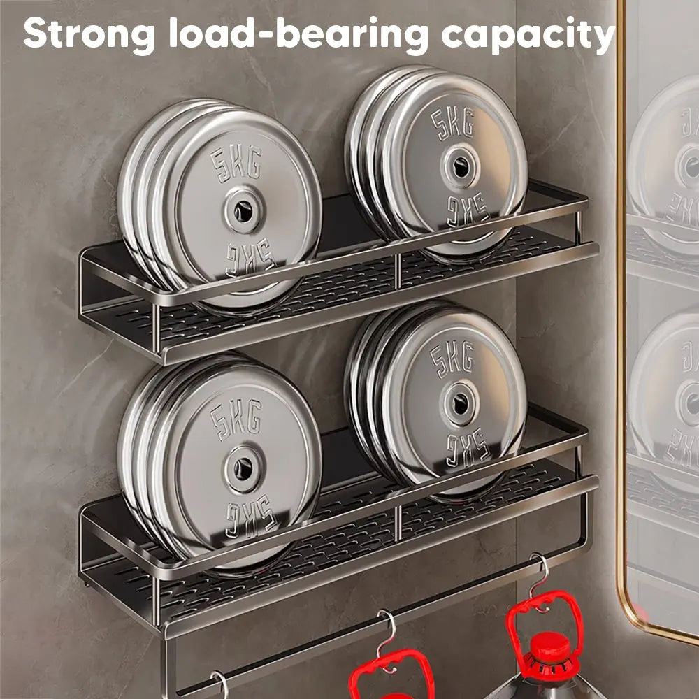 Aluminum Shower Organiser Bathroom Shelf Without Drilling Gray Wall Toilet Storage Shelf Shampoo Holder Bathroom Accessories