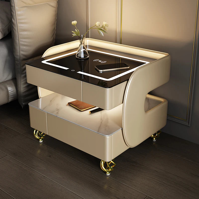 Modern Aesthetic Nightstands Wireless Charging Design Minimalist With Light Bedside Table Elegant Trendy Cajoneras Furniture