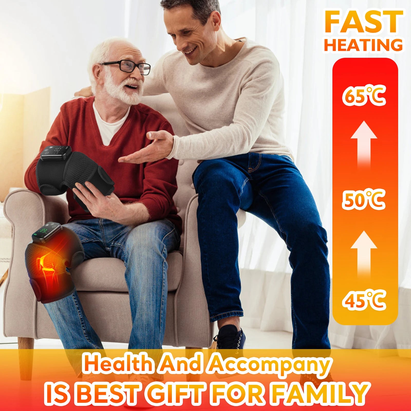 3in1 Electric Heating Knee Massager Join Pain Relief Shoulder Elbow Protector Cordless Leg Massage Knee Tempreture Therapy Brace