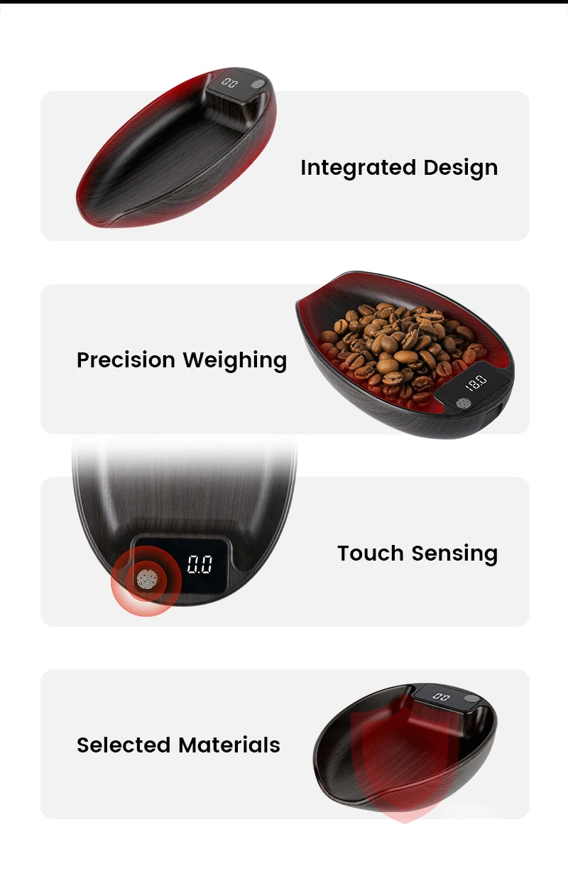 HW-3BOMEBR Coffee Bean Scale and Spray Bottle Kit Espresso Scale 0.1g Precision Mini Coffee Scale ABS Digital Kitchen Scale