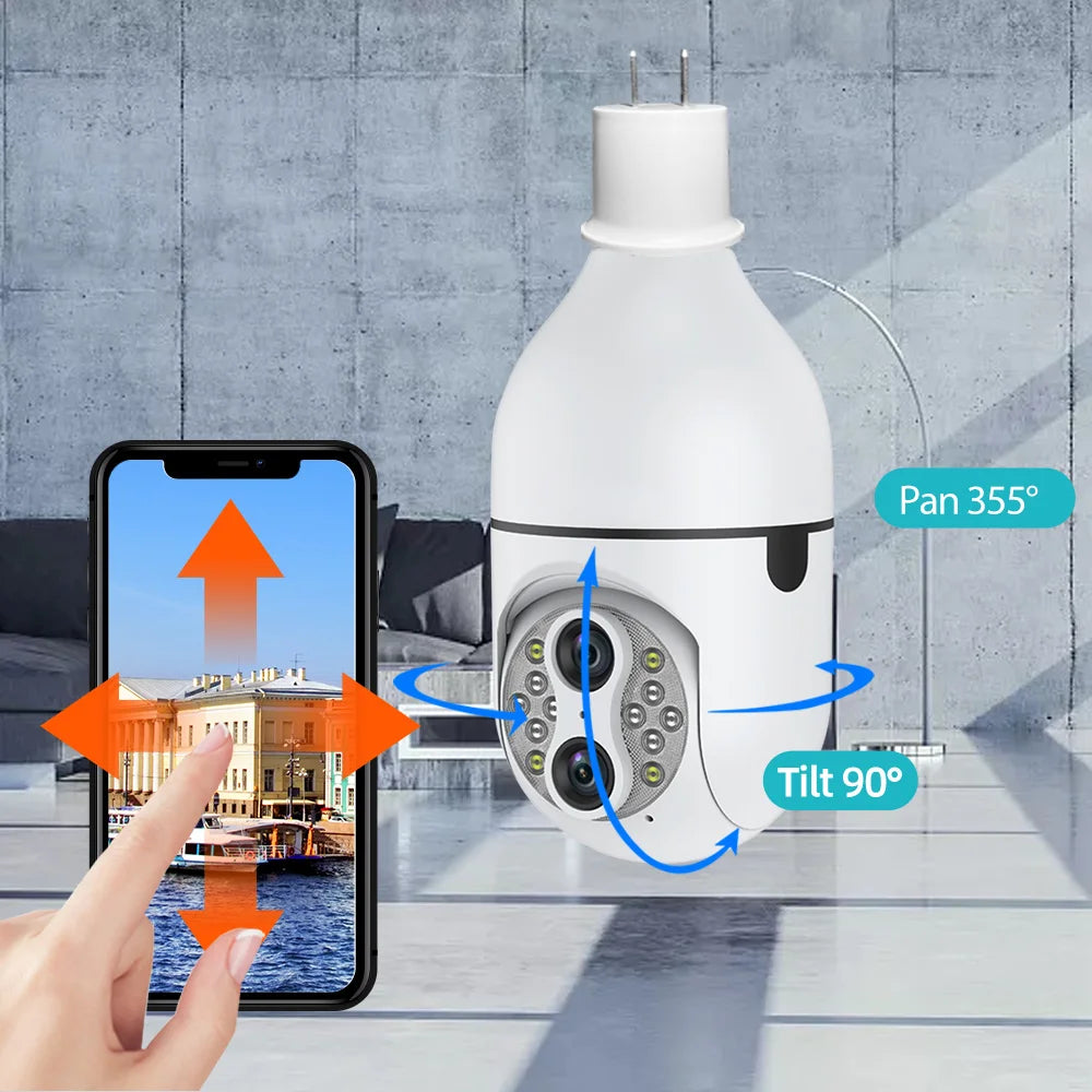 IPC360 6MP 3K Dual Lens Wireless Security Camera Auto Tracking 10X Digital Zoom 360° Panoramic WiFi PTZ IP E27 Light Bulb Camera