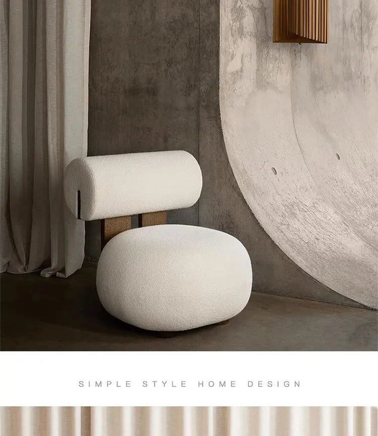 Homestaybalcony Lamb Velvet Single Sofa in The Ancient Style Leisure Back Sofa Chairs Cream Style Solid Wood Sofa Chair