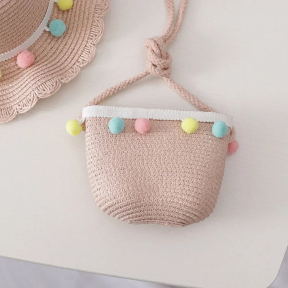 Kids Cute Hand Bag Children's Weave Shoulder Bags Fashion Straw Cross Bag For Girls Made From Natural