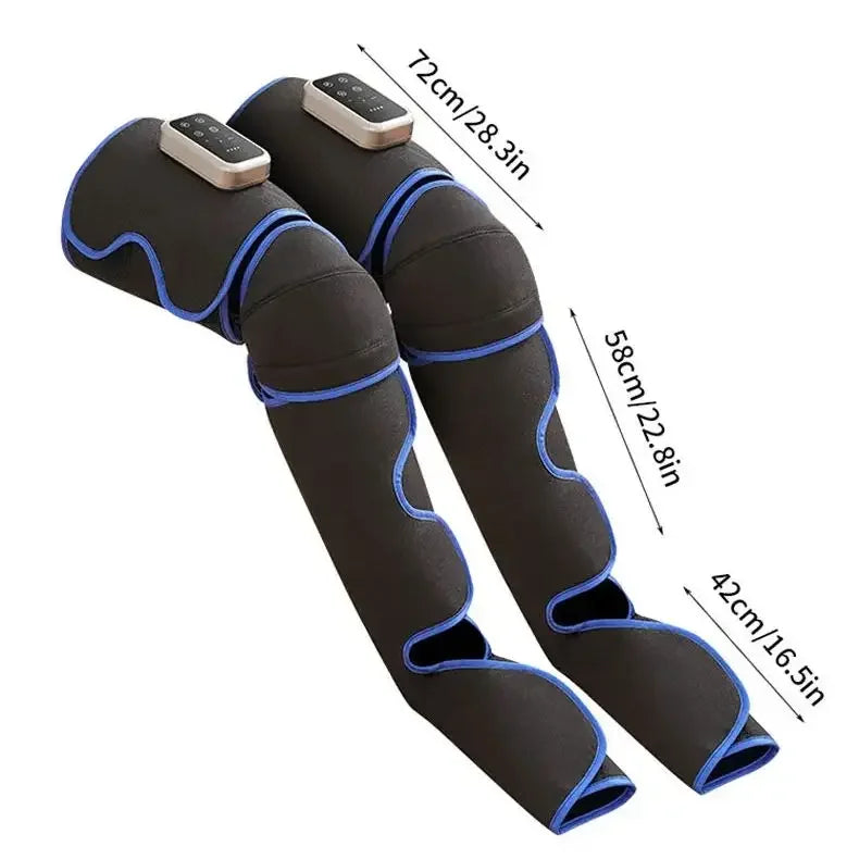 Rechargeable Leg Massager with Heat & Air Compression - 3-Level Pain Relief Wrap for Circulation Boost & Muscle Recovery LED