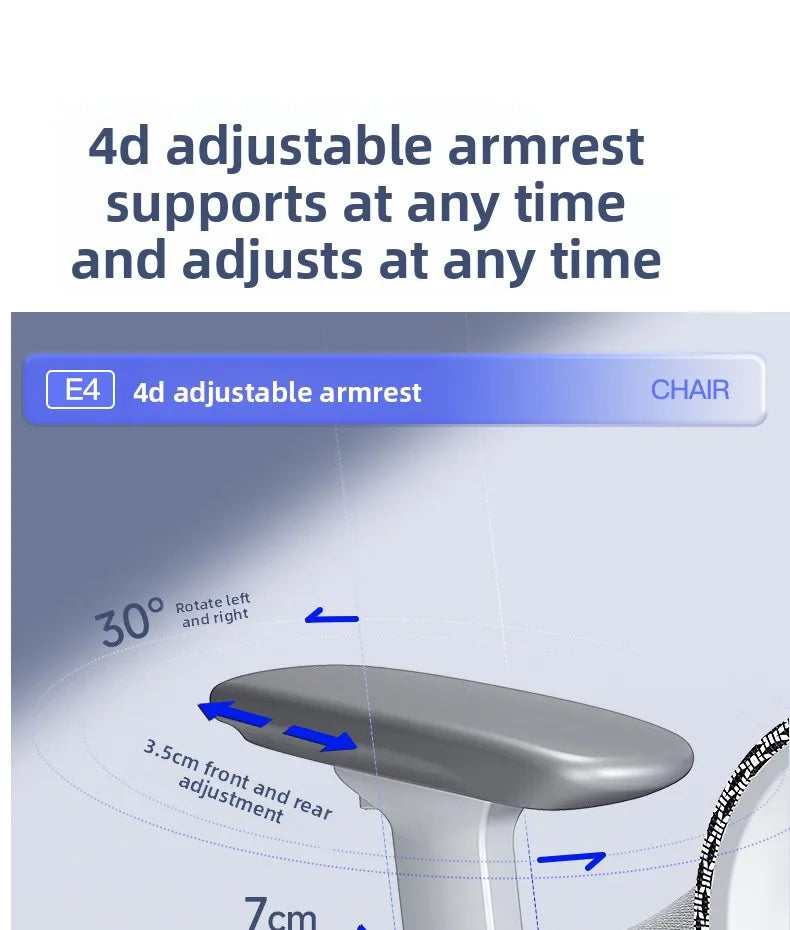 Ergonomic Computer Chair, Reclining Office Swivel Chair, Nylon Feet Four-Level Gas Rod