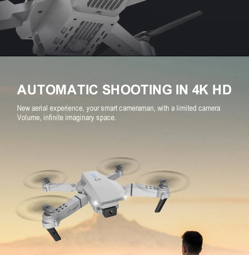 2025 E88 Pro WiFi FPV Drone - Single/Dual 4K/1080P Camera, Wide-Angle HD, Altitude Hold, Foldable Quadcopter RC Helicopter Toy
