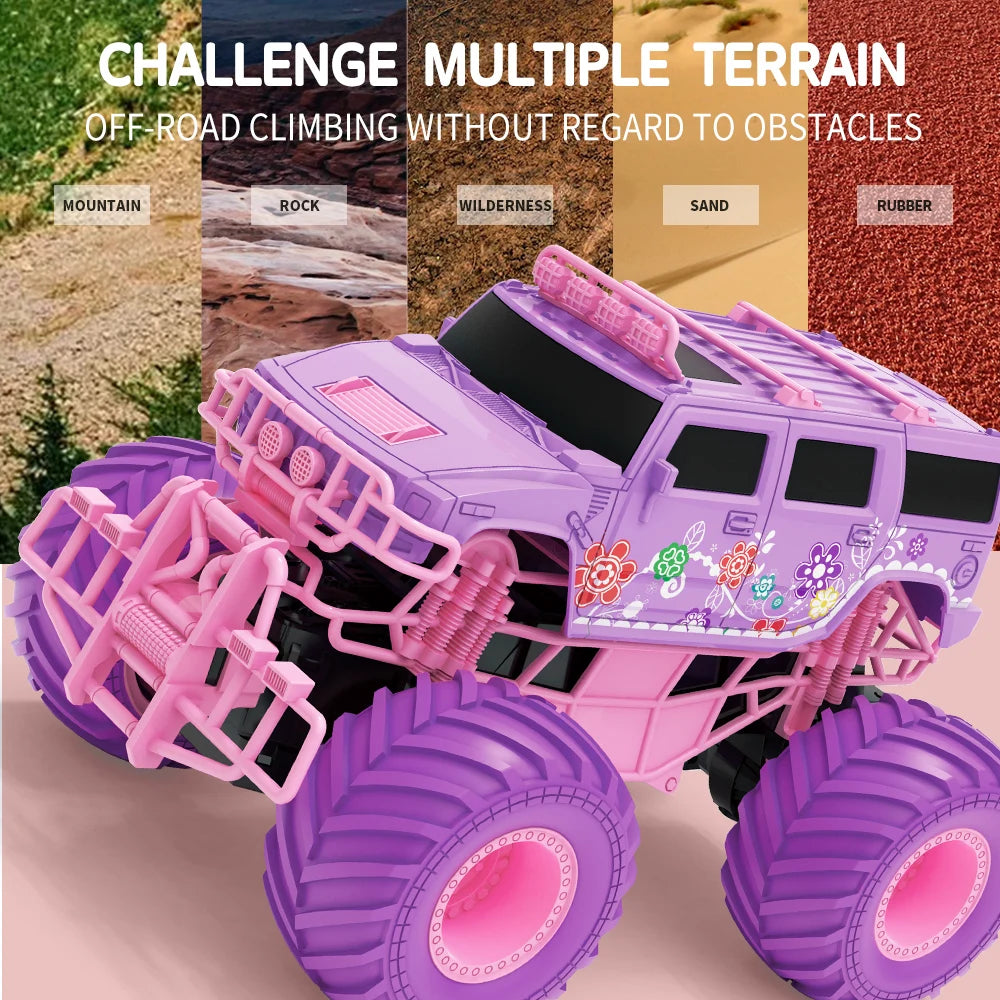 Pink RC Car Pickup Truck Electric Climbing Drop-resistant Stunt Remote Control Toy For Children Party Gift Christmas Ornament