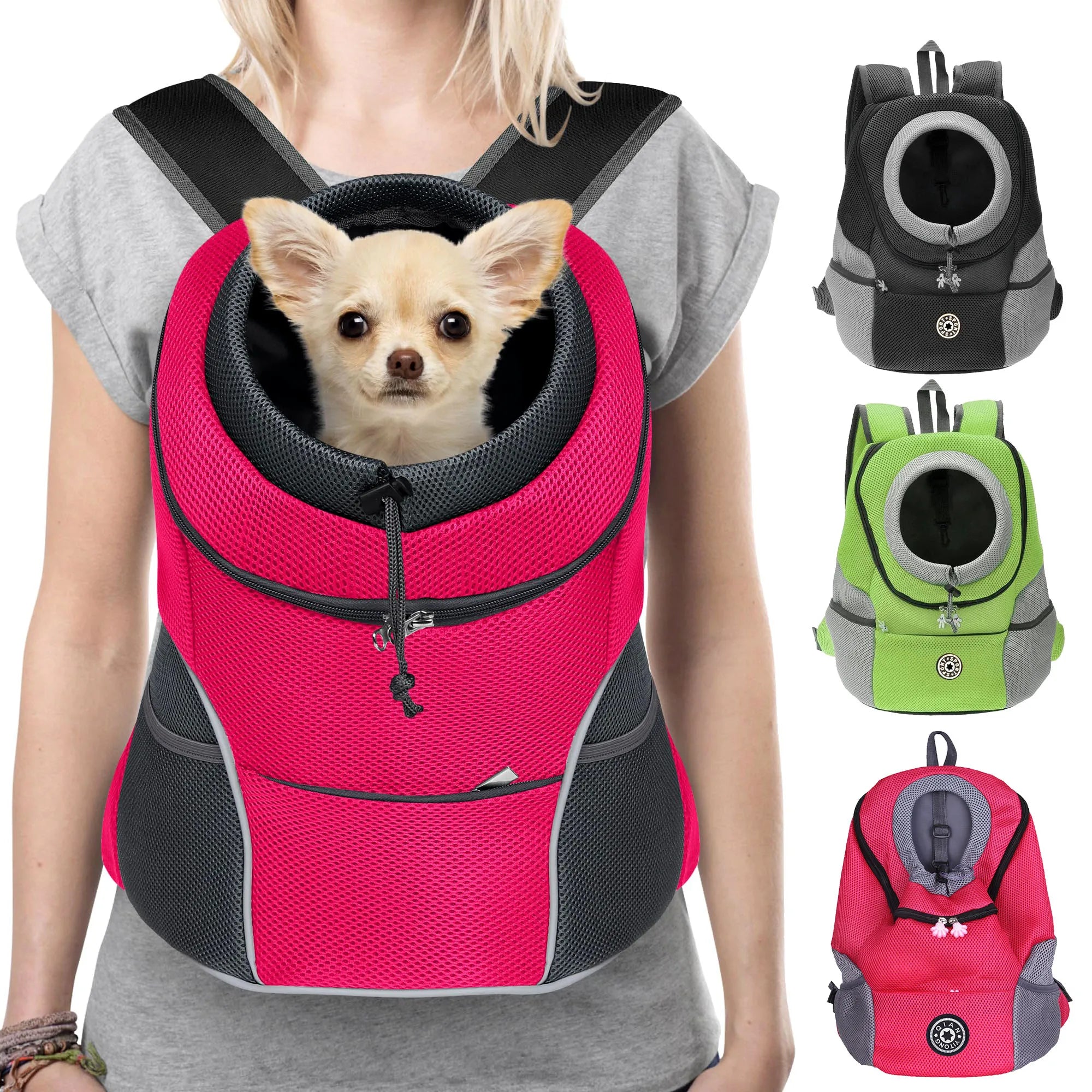 Small Dog Backpack Portable Outdoor Double Shoulder Dog Carrier Bag Pet Bag Travel Breathable Backpack Pet Carrying Supplies