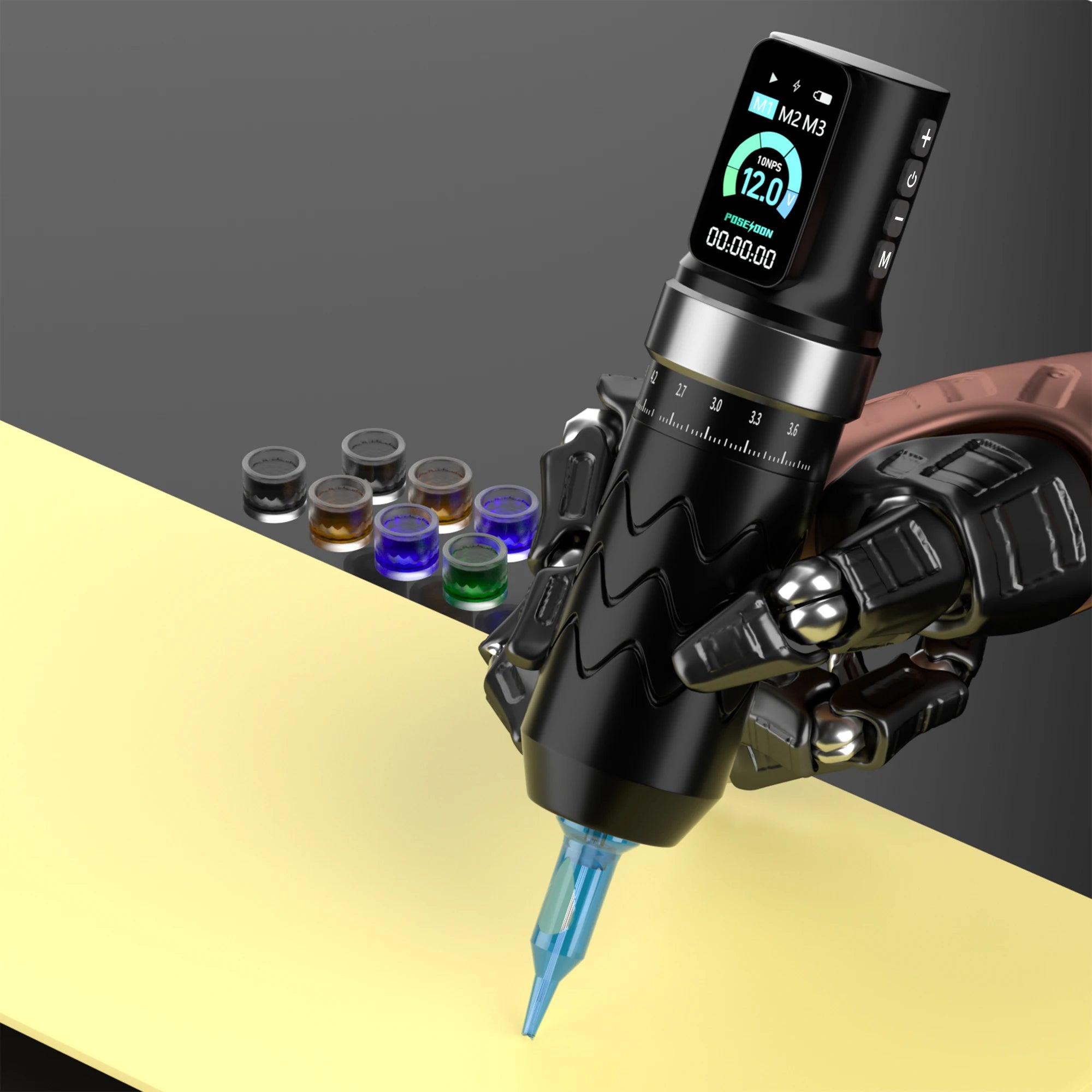 POSEIDON Tattoo Kit Technolog Tattoo Pen Kit For Permanent Makeup Tattoo Machine Kit Adjustable Tattoo Power Supply Tattoo Gun