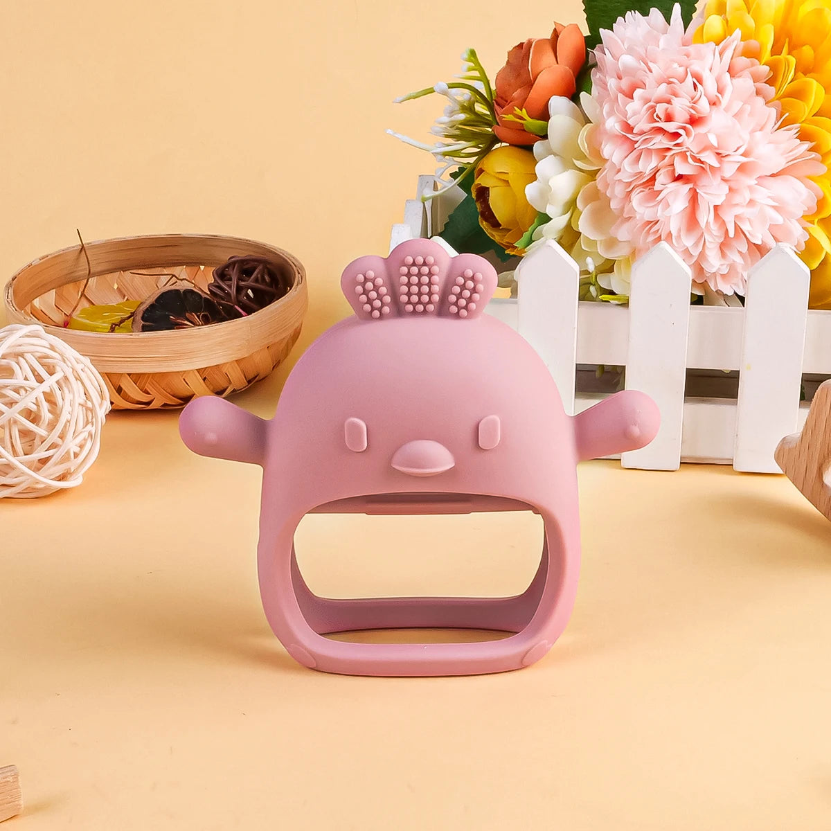 Baby Teether Chick Gloves Teether Silicone Anti-eating Hand Molar Stick Massage Gums Baby Anti-biting Teether Baby Accessories