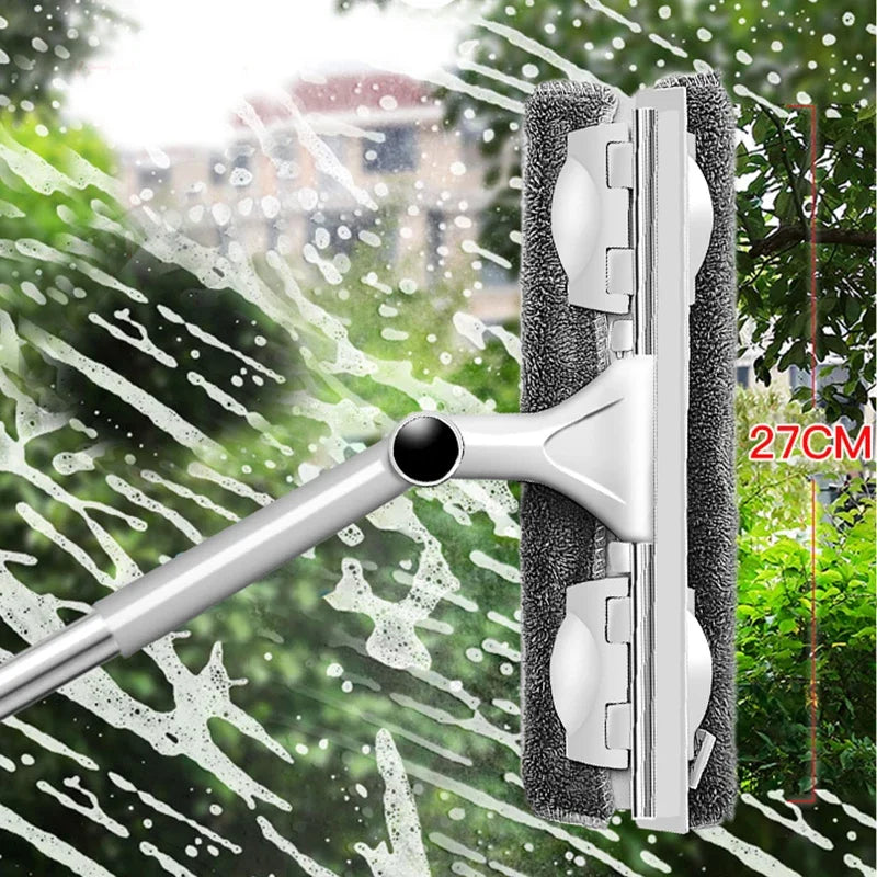 Household Telescopic Window Cleaning Tool with Long Handle Brush Glass Washer Mop for Efficient Indoor Window Cleaner