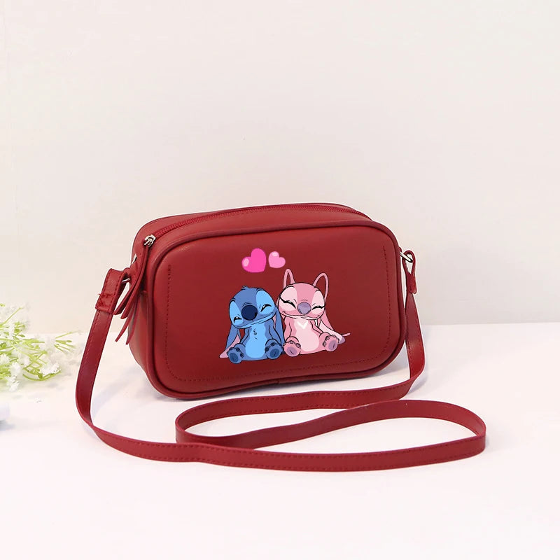Lilo & Stitch Women Crossbody Zipper Mobile Phone Shoulder Bag Female Handbag Cartoon Multifunction Small Bag Lady Purse Gift