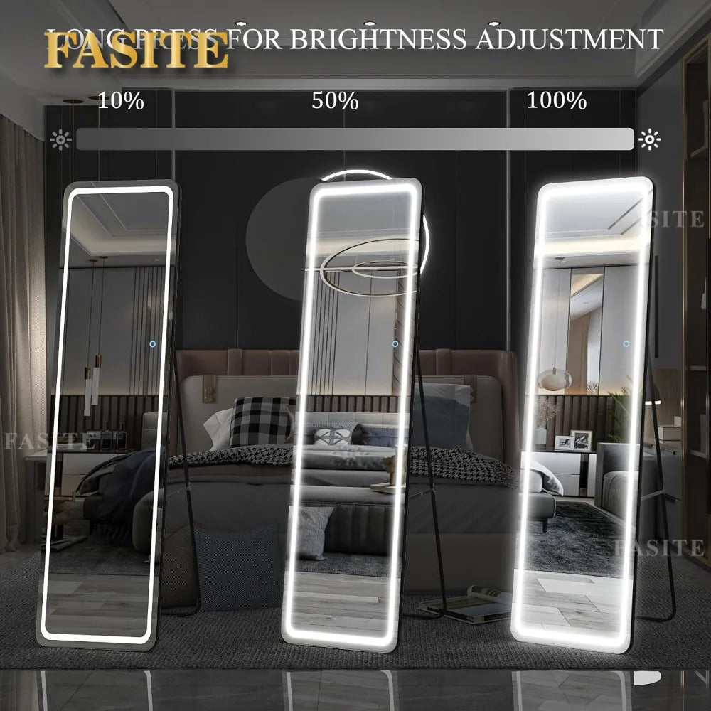 Large Full Body Mirror With Led Light Wall Mounted Hanging Mirror With Lights-Makeup Vanity Mirror Mirrors Length Floor Standing