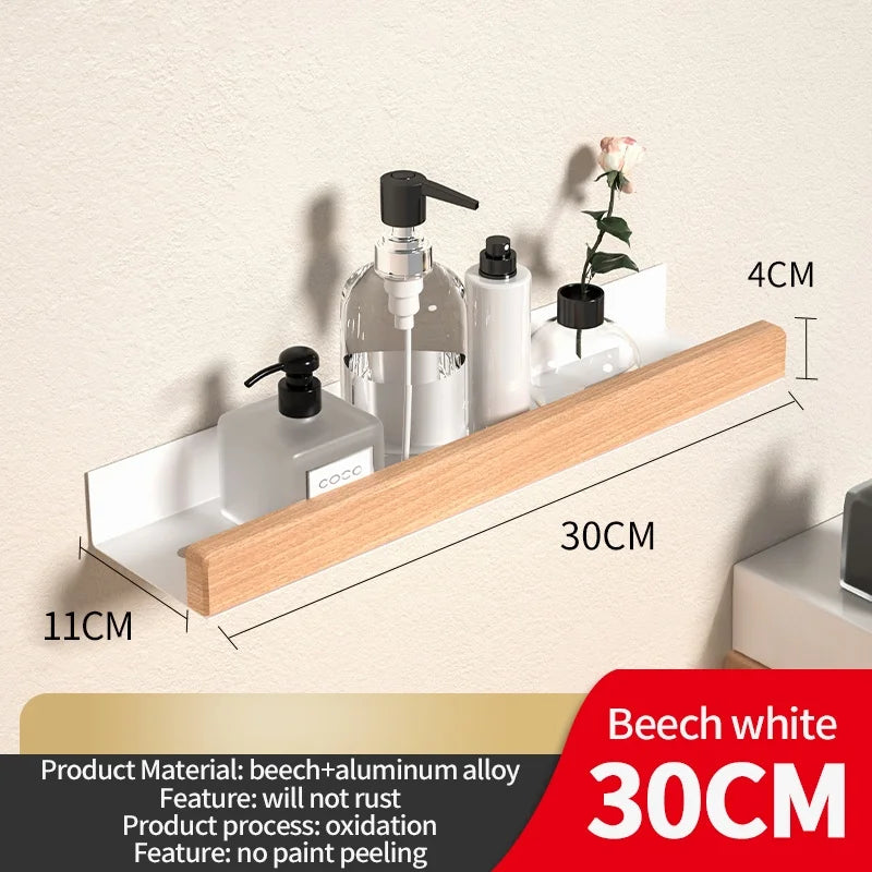 Wood Aluminum Waterproof for Bathroom Shelf Shelves Shampoo Makeup Storage Holder Accessories Kitchen Sorage