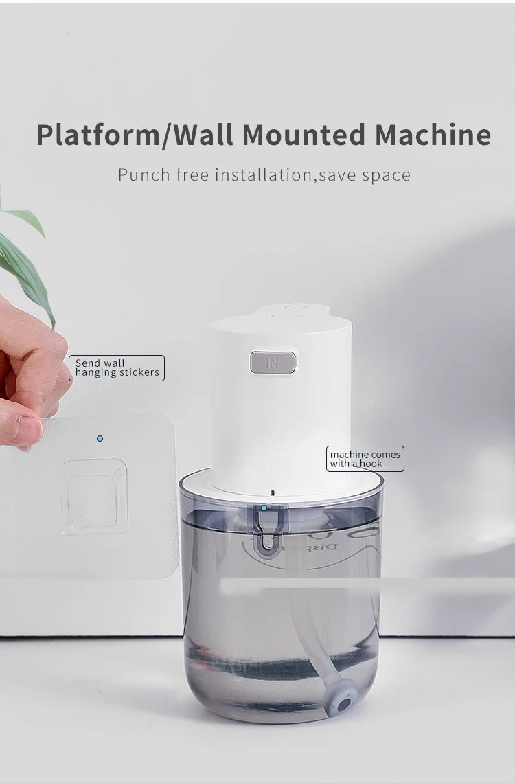 New Wall Mounted Automatic Soap Dispenser Foam Smart Hand Washing Machine 400ml Liquid Rechargeable Bathroom Induction Sensor