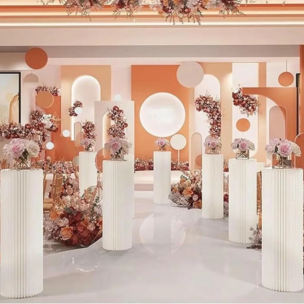 Sturdy Cardboard Column with Clear Acrylic Plate Reusable Cylinder Stands for Party,Cake Stand Pillar for Birthday Dessert Cake