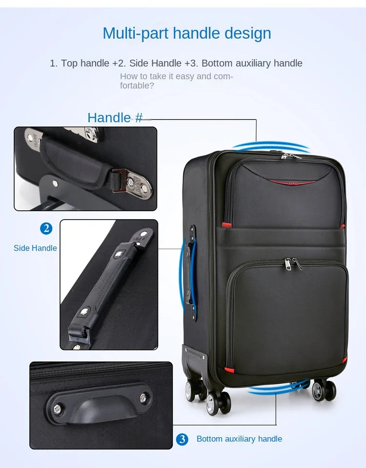 Large capacity Travel Suitcase Trolley Bag Waterproof Oxford Rolling Luggage Universal wheels 20 inch Cabin Carry on Luggage