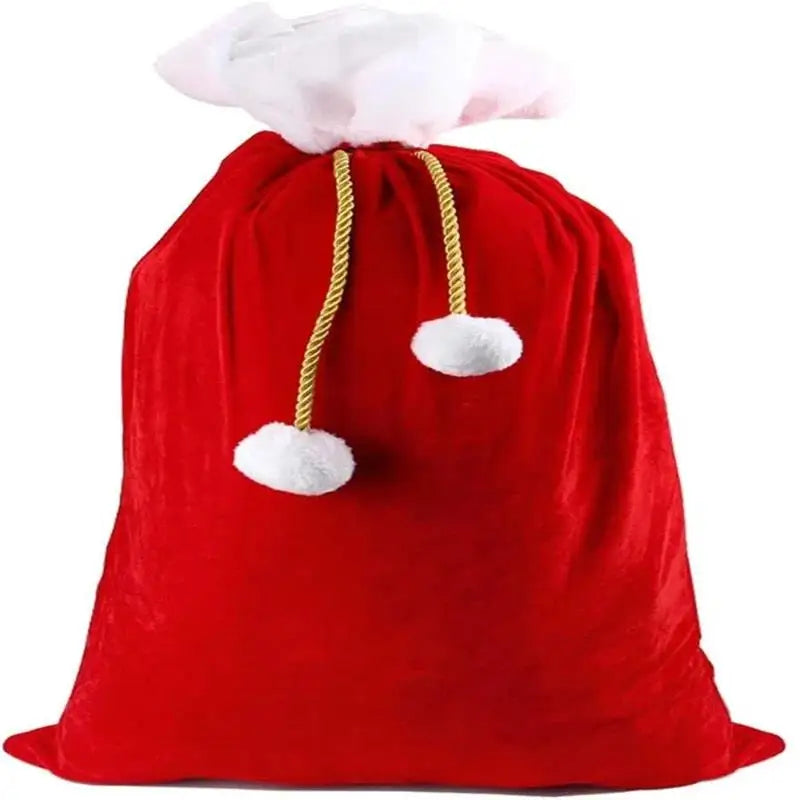 Christmas Large Santa Claus Bags with Drawstring Cord Velvet Santa's Present Sack Bags for Xmas Present Toys Xmas Decoration 1PC