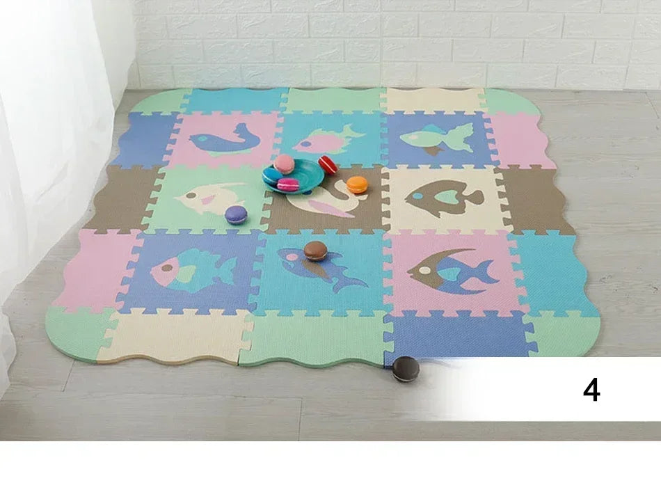 EVA Foam Play Mat with Fence Baby Puzzle Jigsaw Floor Mats Thick Carpet Pad for Kids Educational Toys Activity Pad Playmat