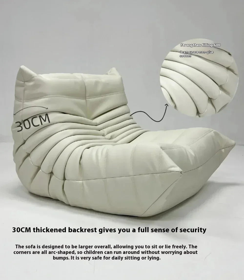 Fashion Freehand Space Original First Layer Cowhide Three-person Italian Minimalist Togo Caterpillar Lazy Sofa Lazy Sofa