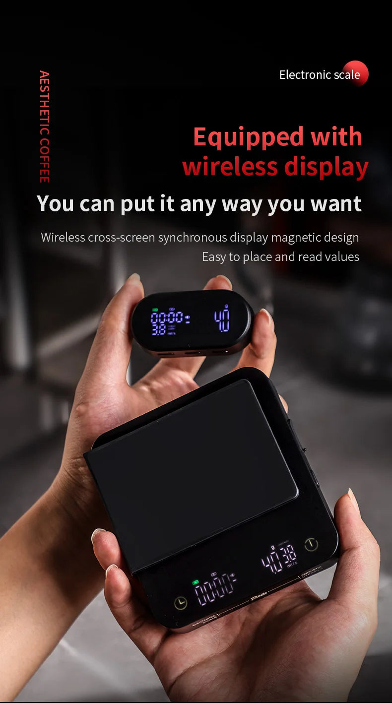 Bincoo Professional Coffee Scale Electronic Scale Coffee Powder Weighing Accurate Weight 0.1g Split Screen Display Barista Tool