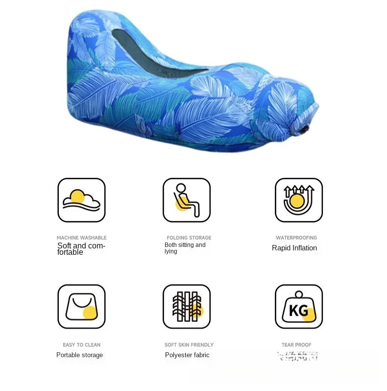 New Explosion-Proof Inflatable Lounge Chair, Light Luxury Portable Lazy Inflatable Bed That Can Sit or Lie Down, Beach, Hiking