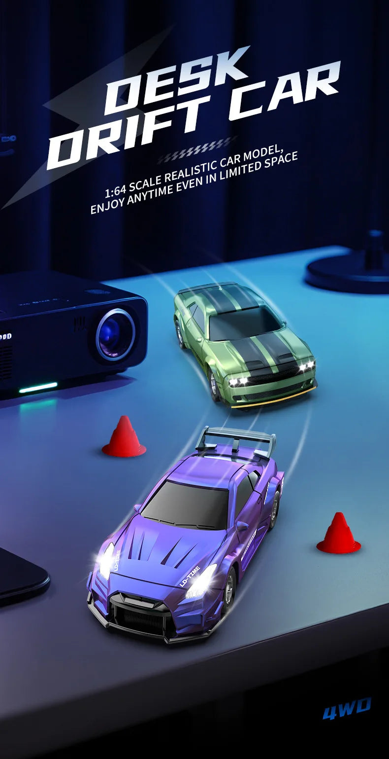 1:64 Remote Control Car 2.4G Mini Radio Control Drift Stunt Car 4WD Desktop Racing Vehicle Model Boy Toy Kid Birthday Gifts