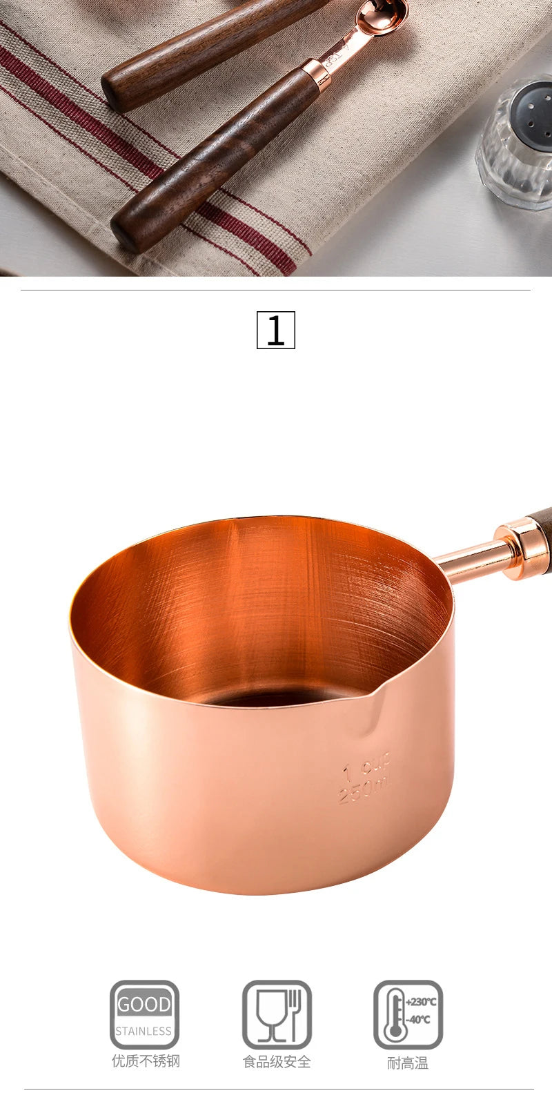 Measuring Spoon Set Wooden Handle Stainless Steel Measuring Cups Spoons Baking Tools Coffee Bartending Scale Kitchen Accessories