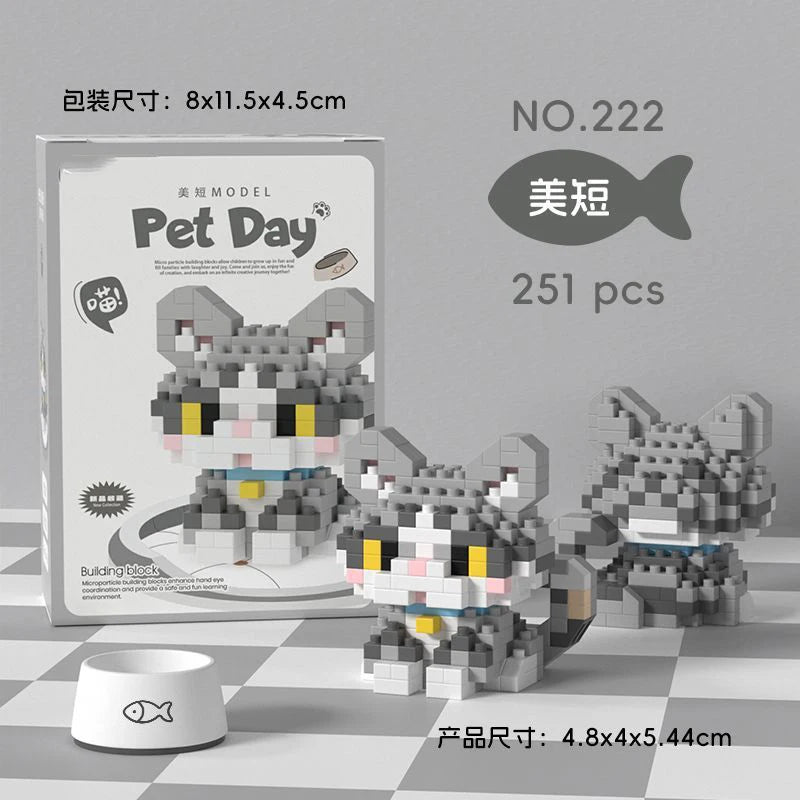 Animal Small Particle Dog Cat  Mini Building Blocks DIY Assembly Brick Sets Educational Toys for Kid 10 To 12 Year Birthday Gift