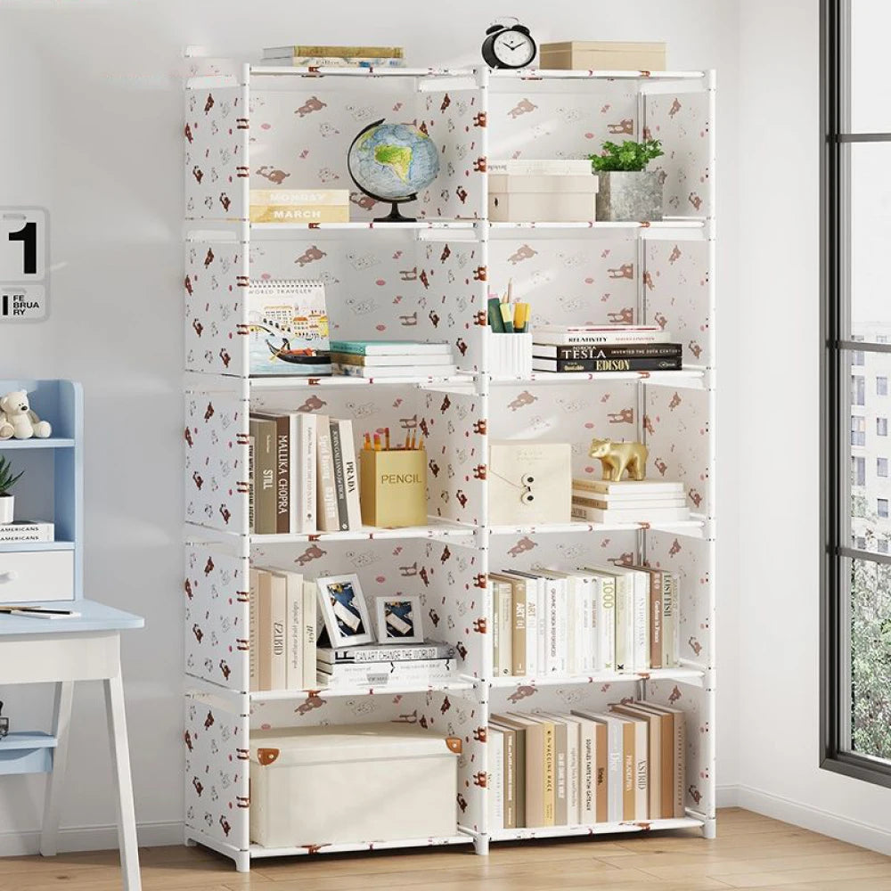 Bookshelf Simple Storage Locker Living Room Cabinets Easy Assembly Bookcase Multi-layer Metal Storage Rack 수납가구 이동식 수납장