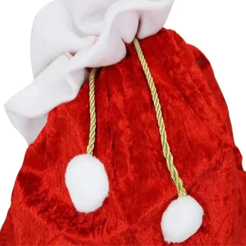 Christmas Large Santa Claus Bags with Drawstring Cord Velvet Santa's Present Sack Bags for Xmas Present Toys Xmas Decoration 1PC