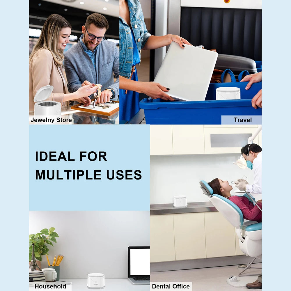 KUNPHY 46kHz Ultrasonic Cleaner Mini Portable Washing Machine Timer Ultrasound Bath Sonic Cleaning Devices for Dentures Aligner