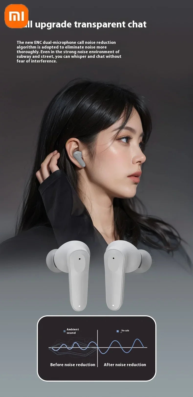 Original Xiaomi A98 Bluetooth 5.3 wireless earphones ENC noise cancelling in ear waterproof built-in microphone earphones
