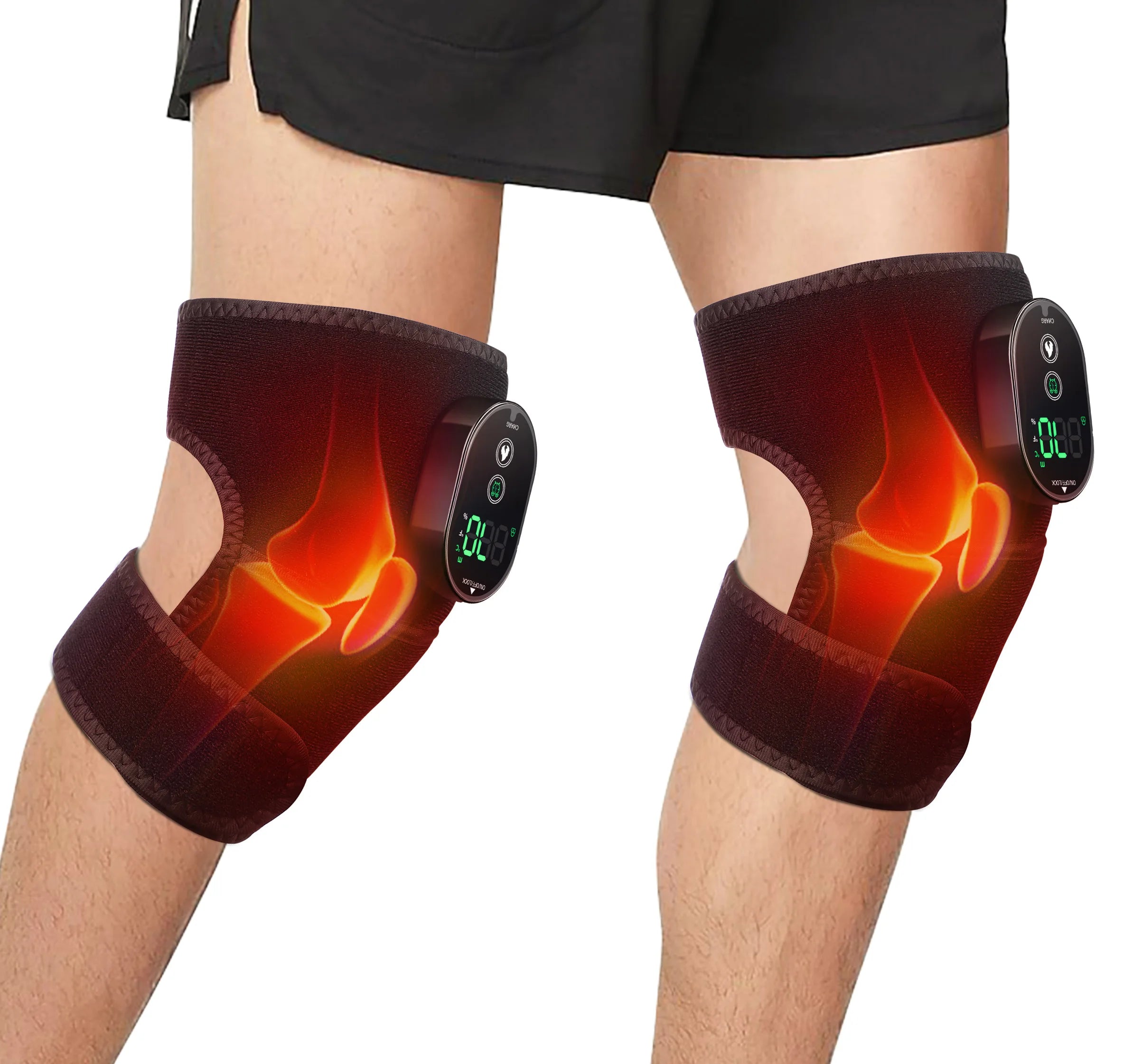 Wireless Heated Knee Massager Pads Brace Shoulder Elbow Support Muscle Wrap 6 Levels Hot Compress Reduce Stress Joint Health