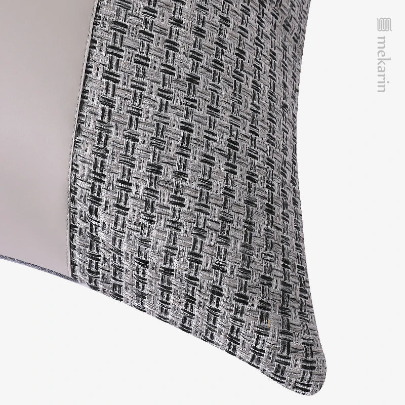 Modern light luxury model room orange gray leather stitching cotton jacquard pillow sofa pillow living room square pillow