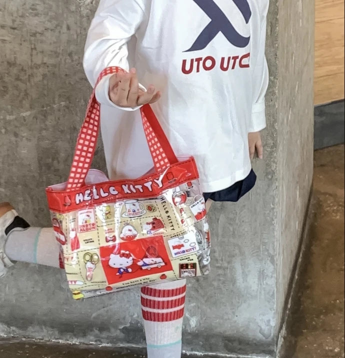 HelloKitty Girl Cat PVC Handbag Adorable Cute Clear Waterproof Large Capacity Swimming Bag