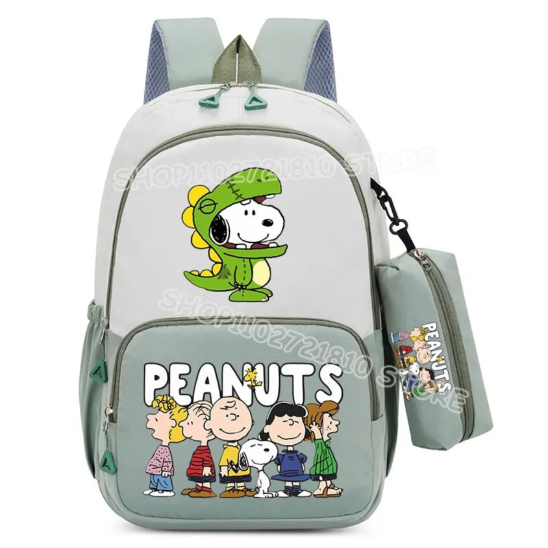 2pcs Snoopy School Bag Boys Girls Large Capacity Water-repellent Student Backpacks High Value Cute Cartoon Print Bookpack Gift