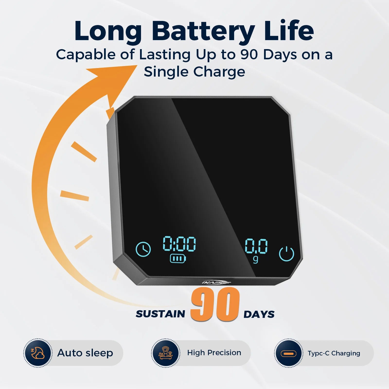 IKAPE Rechargeable Mini Coffee Scale with Timer Portable Mirror Scale 2kg/0.1g Accurate Scale For Espresso&Pour-Over Coffee