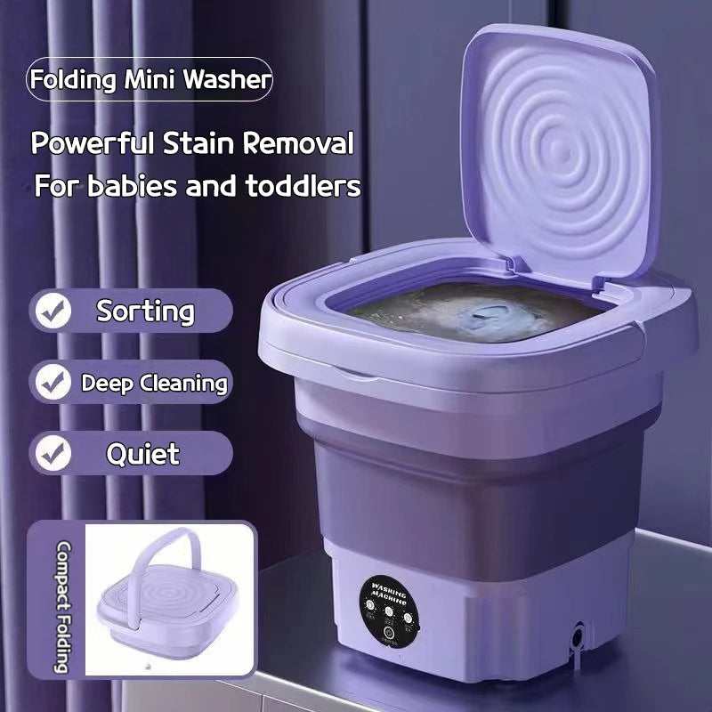 8L Portable Folding Washing Machine - Compact Bucket for Clothes, Socks & Underwear Cleaning, Ideal for Travel & Home Use