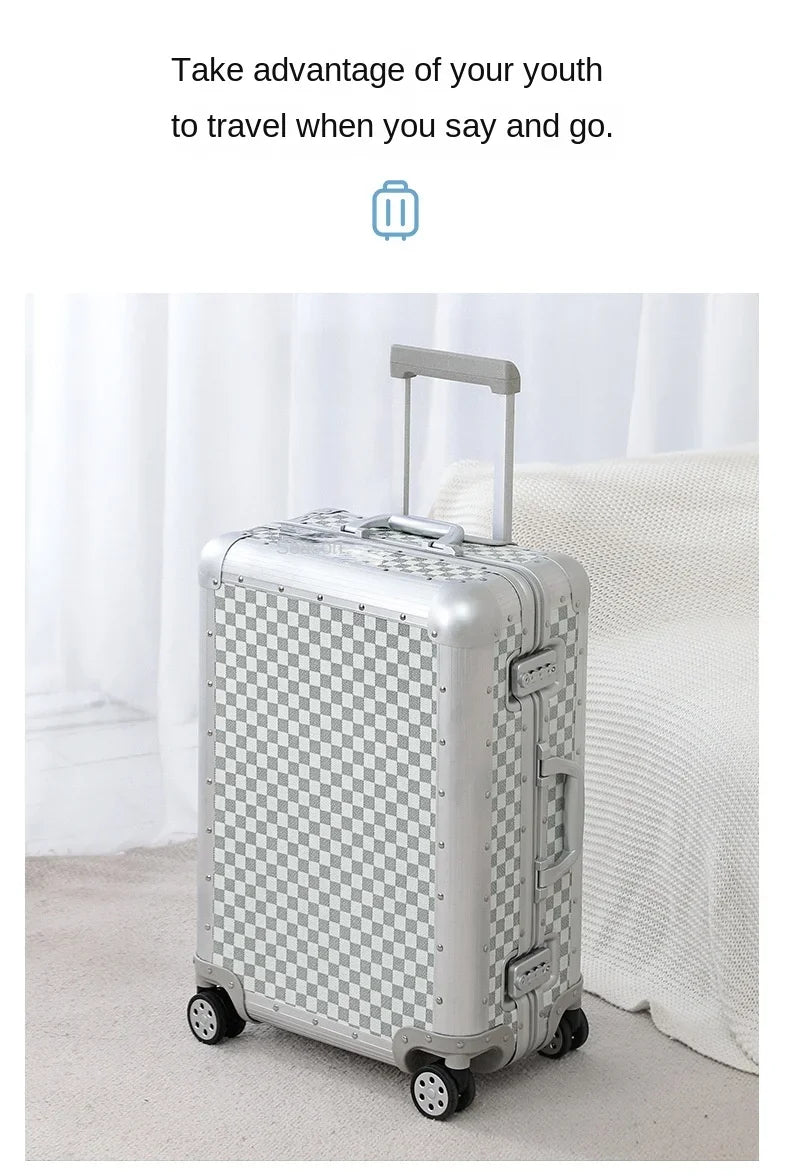 20"24"26 inch Travel Suitcase Trolley Case with wheels All Aluminum Magnesium Alloy Boarding Box Carry on Luggage Boarding Box