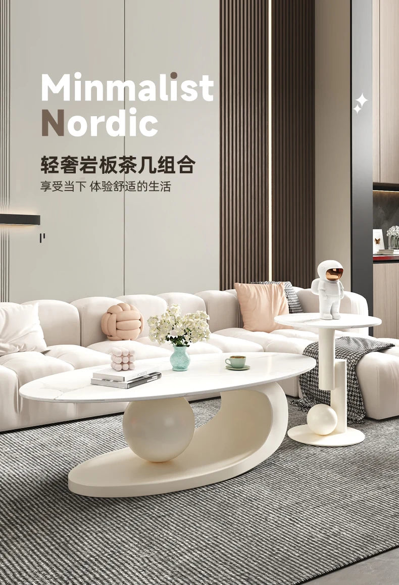 Aesthetic Oval Clear Coffee Tables Modern Design Metal Hotel White Nordic Coffee Table Living Room Low Mesa Furniture For Home