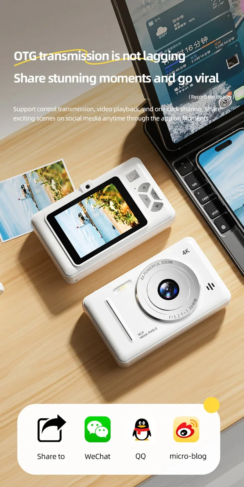 Xiaomi 4k Digital Camera Retro CCD Portable Camera 50 Million Pixels Auto Focus Entry-level Camera Dual Camera Flash Student CCD