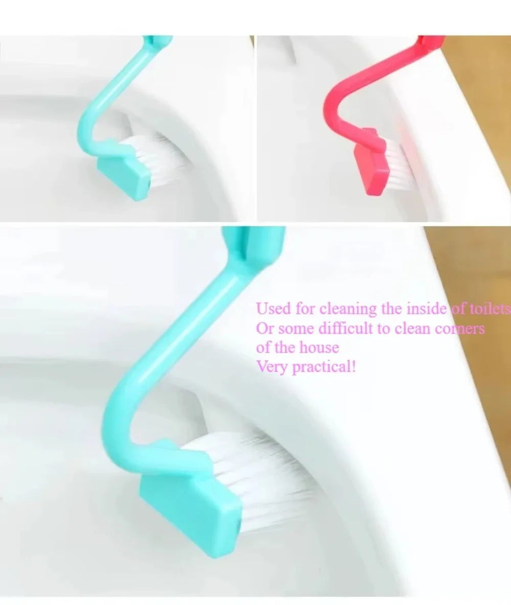 Toilet Brush S Shape Portable Toilet Cleaner Curved Edge Corner Handle Bathroom Supplies Cleaning Household Tools Accessories