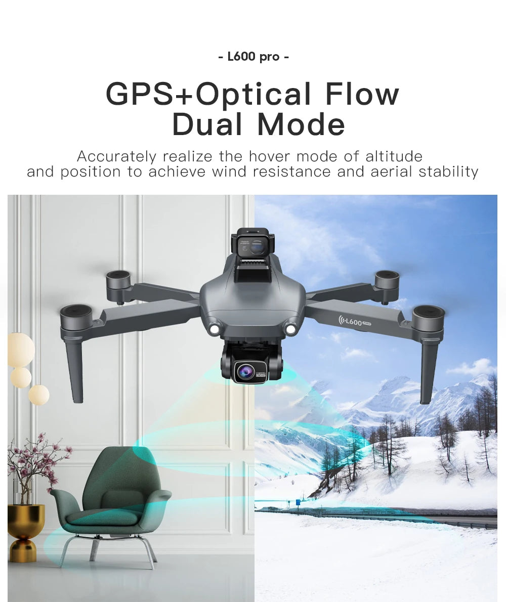 L600 PRO GPS Drone Professional 4K HD Dual Camera 360° Obstacle Avoidance Brushless Motor 5G WIFI FPV RC Quadcopter Toys Dron