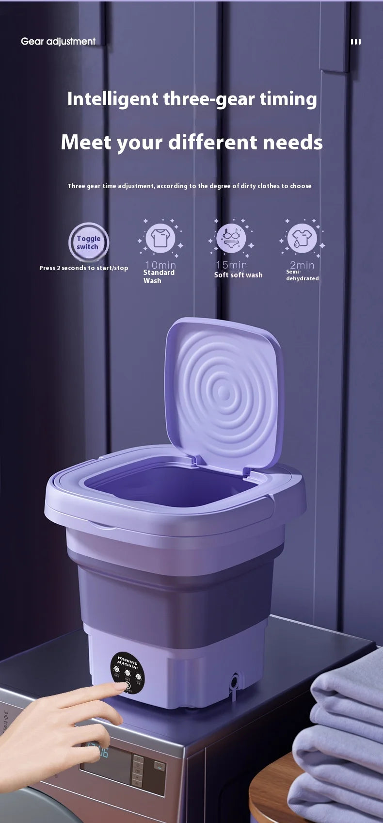 8L Portable Small Foldable Washing Machine with Spin Dryer For Socks Underwear Panties Washer Household Mini Washing Machine